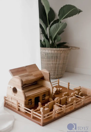 Wooden Barn and Farm w/ Animals, Waldorf Barn and Animals Wooden Barn and Farm w/ Animals, Waldorf Barn and Animals