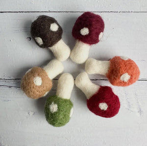 Mini Felt Woodland Mushrooms- (Set of 6) Mini Felt Woodland Mushrooms- (Set of 6)