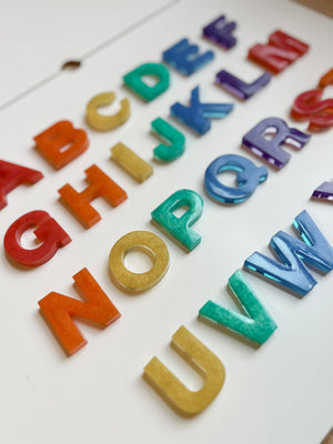 Resin Shimmery Rainbow Alphabet & Number Sets Resin Shimmery Rainbow Alphabet & Number Sets