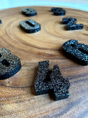 Resin Black Glitter Alphabet & Number Set