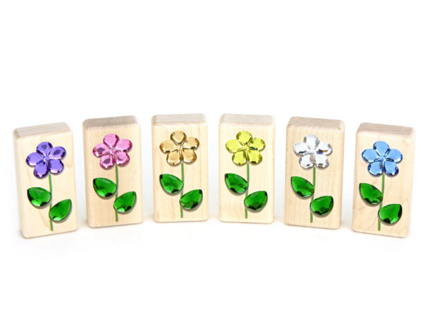 6pc. Pastel Summer Flower Gem Blocks