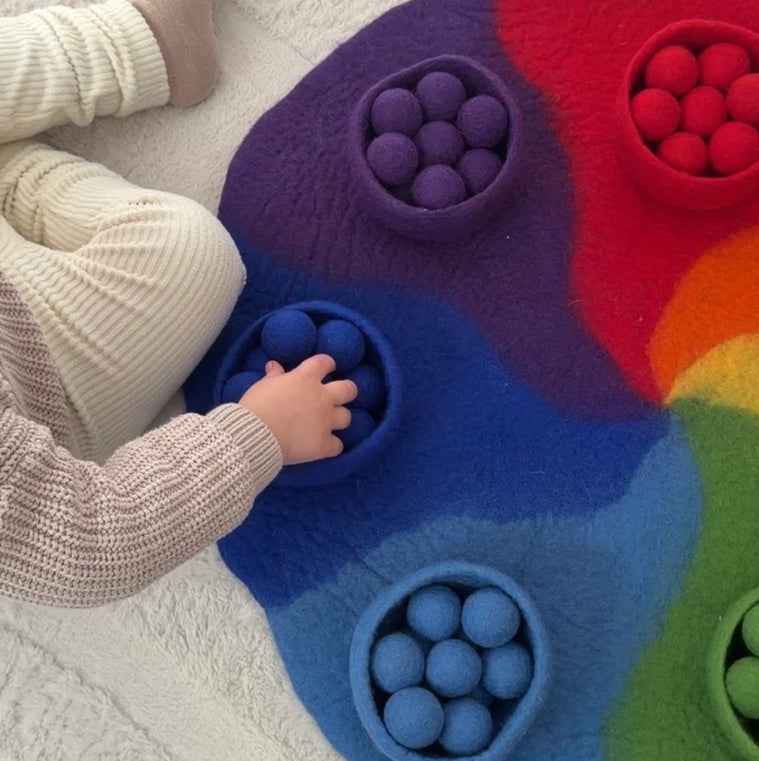 Felt Rainbow Play Mat, Bowls & Balls