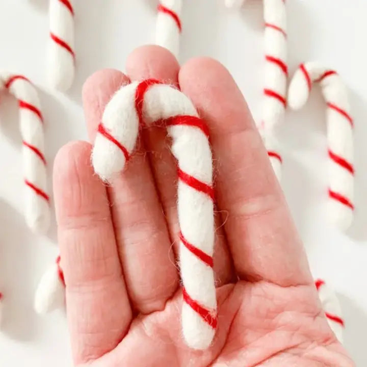 Candy Cane- White w/ Red Stripes, Felt Foods