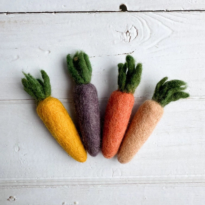 Mini Felt Heirloom Carrots-Set of 4