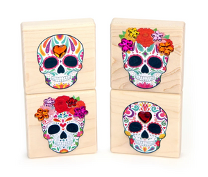 4 pc. Día de los Muertos Calaveras Gem Blocks by Everwood Friends